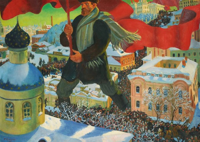 „Болшевик“, 1920, масло на платно, Борис Михајлович Кустодиев „Болшевик“, 1920, масло на платно, Борис Михајлович Кустодиев
